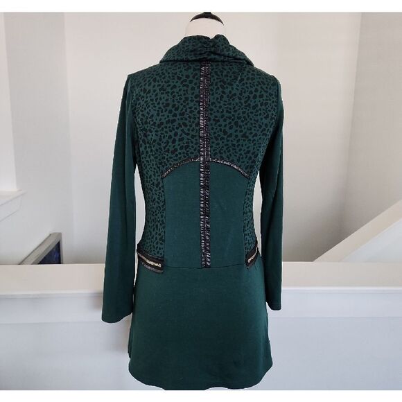La-El Couture Green and Black With PU leather Dress Size S - Picture 4 of 6